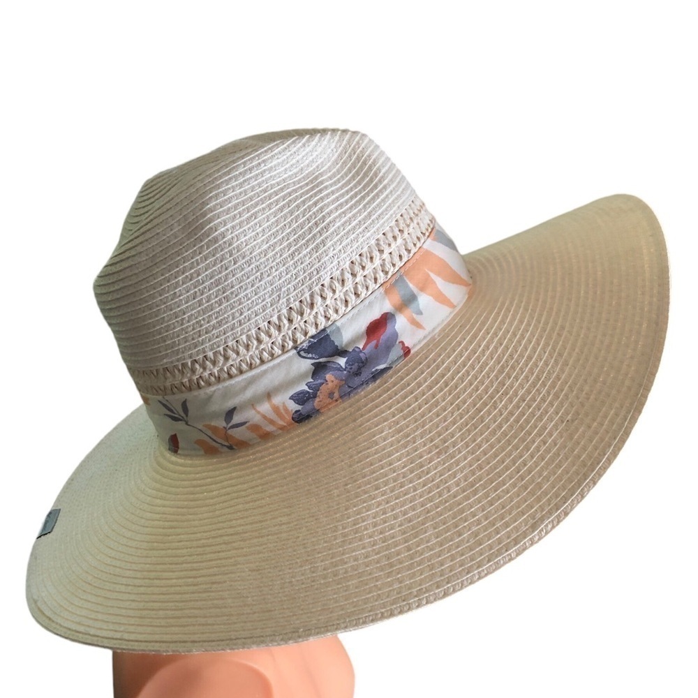 Columbia Straw Outback Sun Hat Natural Sz SM Ribbon Detail Summer Beach Pool